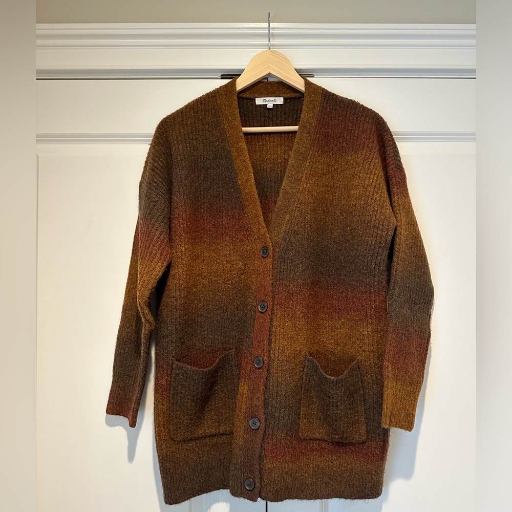 MADEWELL Space-Dyed Maysfield Cardigan Sweater, ombre, oversized; size Medium